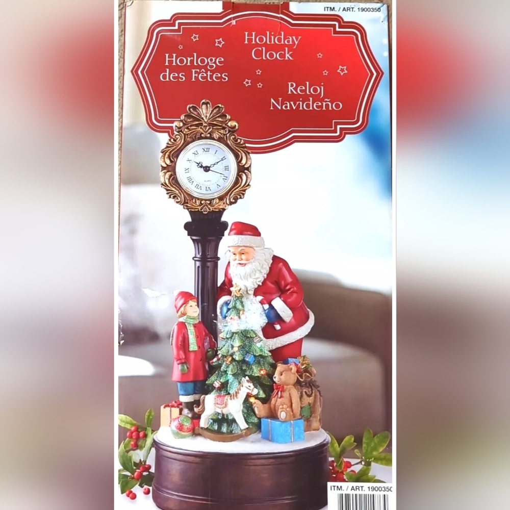 Holiday Santa Clock Figurine – Red and White